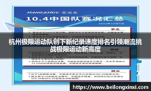 杭州极限运动队创下新纪录速度排名引领潮流挑战极限运动新高度